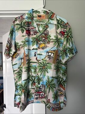 Ingear Multicolor Tropical Palm & Surf Short-Sleeve Button-Down Shirt